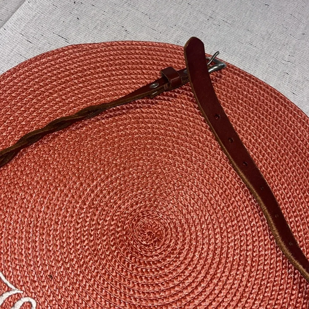 Vintage Braid Leather Belt Solid Brown Pants Belt Classic Round Pin Buckle Women